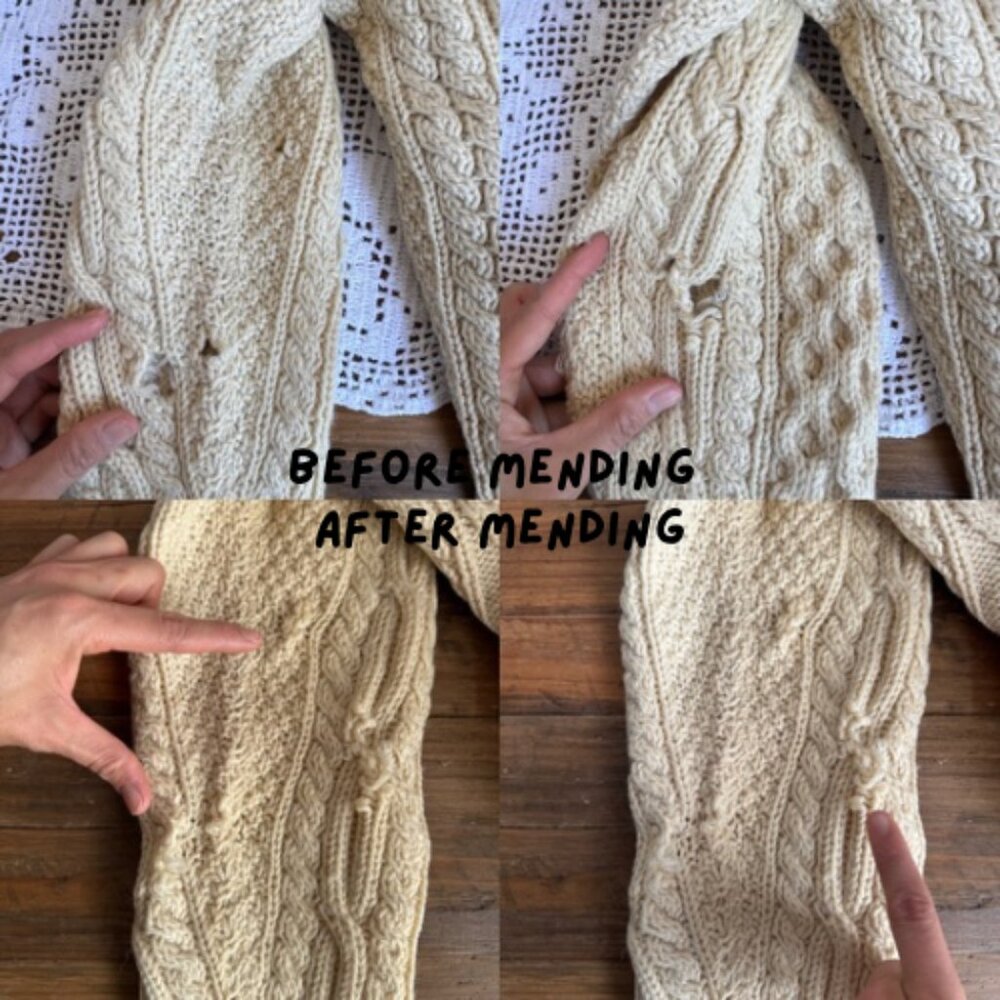 Vintage Cream Made in Ireland Irish Fisherman Knit Cardigan Sweater (XS-M) - Picture 5 of 5